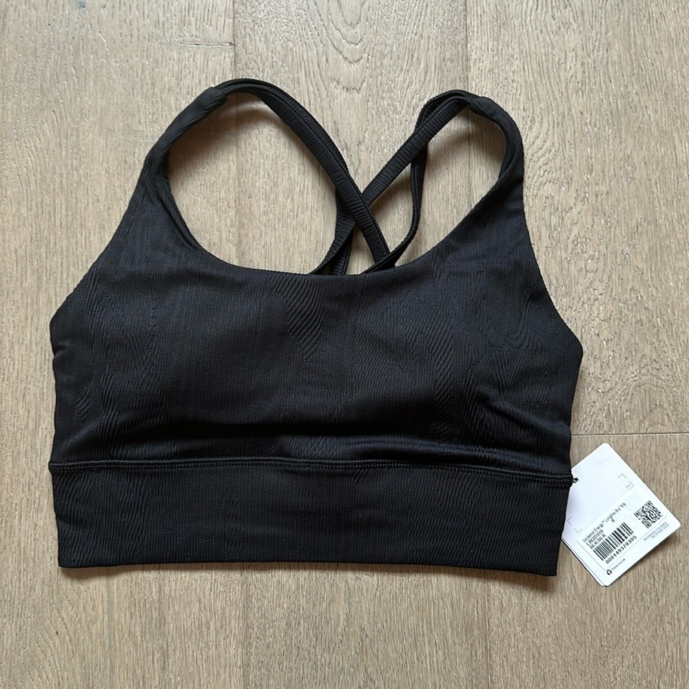 NWT energy longline bra ribbed black size 6 lululemon
